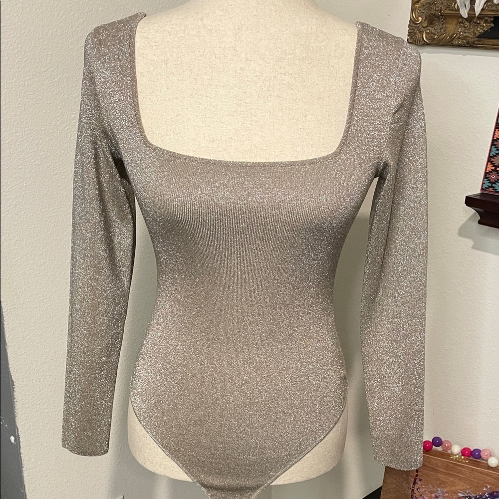 Misa Los Angeles Silver Metallic Eve Bodysuit